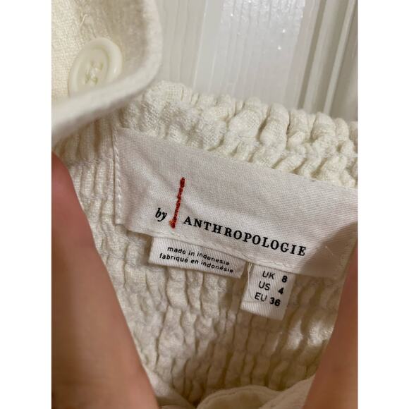 Anthropologie cream cape code belted linen‎ blend jumpsuit size 4 - Picture 3 of 5